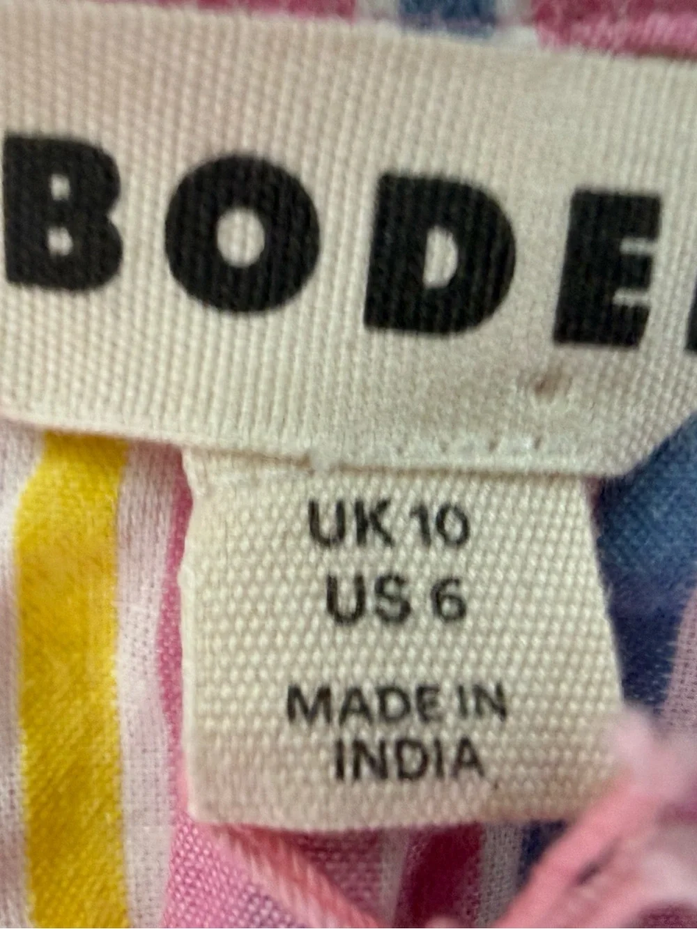 Boden Brooke cotton Top Pink Striped Puff Sleeve Blouse US 6 NEW